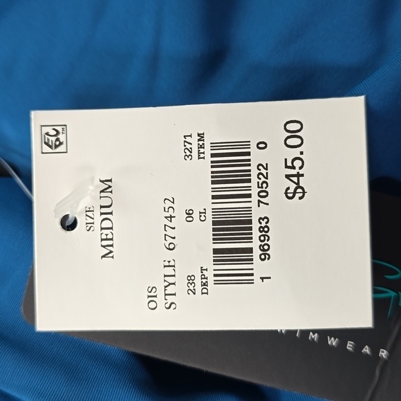 UPF 50 Double Strap Asymmetrical One Piece Swimsuit | Aqua Green | Medium - Picture 6 of 10